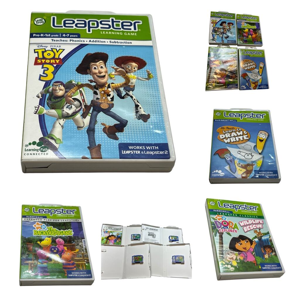 Leapster learning games Dora, Toy Story3 Backyardigans learn to draw video lot